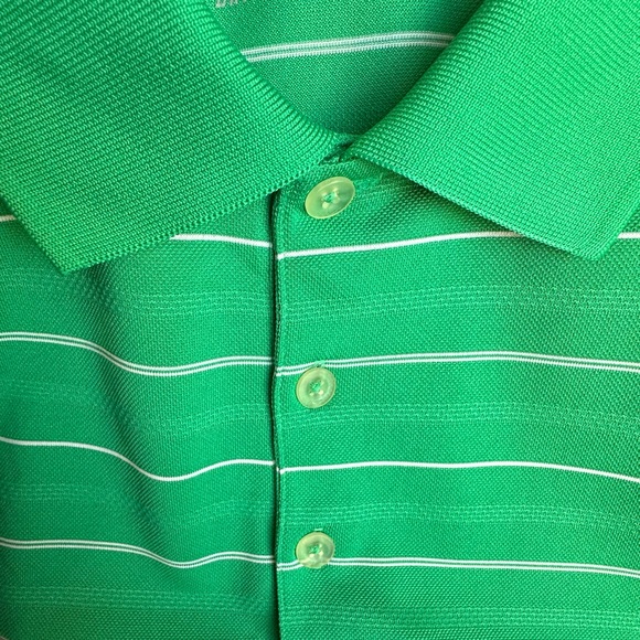 Nike Golf Mens Polo Dri-Fit Green White Striped Short Sleeve Polo Shirt Size L - Picture 7 of 16